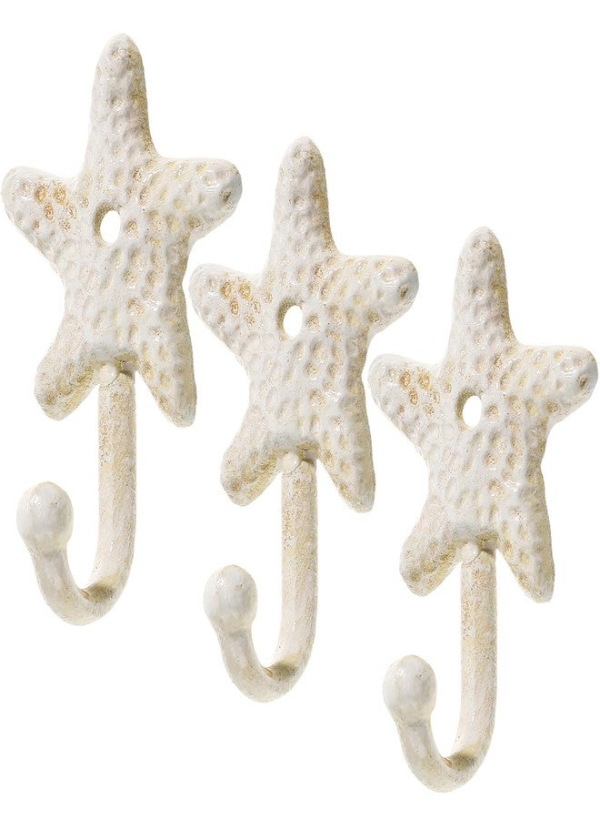 BESTYASH Star Fish Hook Set of 3 Decorative Wall Hooks Coastal Nautical Design for Hanging Keys Towels and More 4 33 X 2 76 X 1 57 Inch - Image 1